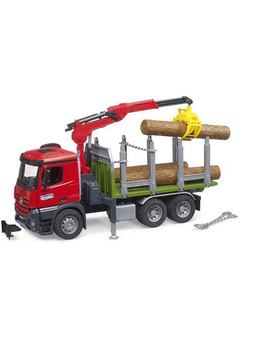 Camion de transport de bois MB Arocs avec grue de chargement, grappin et 3 troncs d'arbre - Kiabi