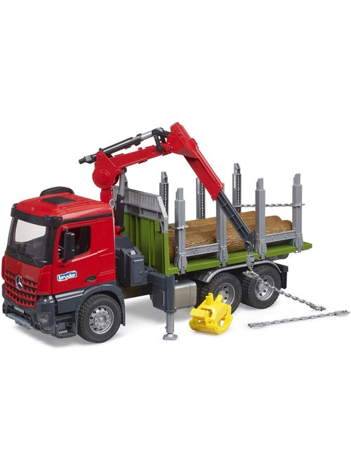 Camion de transport de bois MB Arocs avec grue de chargement, grappin et 3 troncs d'arbre - Kiabi