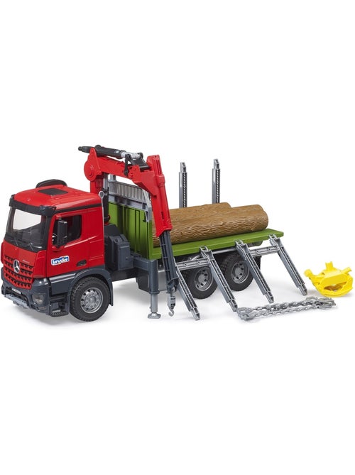 Camion de transport de bois MB Arocs avec grue de chargement, grappin et 3 troncs d'arbre - Kiabi