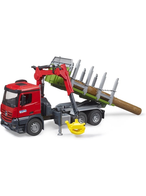 Camion de transport de bois MB Arocs avec grue de chargement, grappin et 3 troncs d'arbre - Kiabi