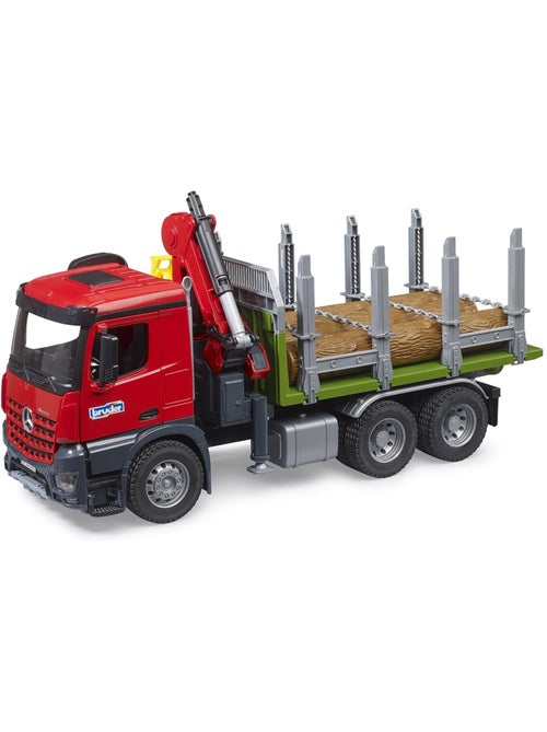 Camion de transport de bois MB Arocs avec grue de chargement, grappin et 3 troncs d'arbre - Kiabi