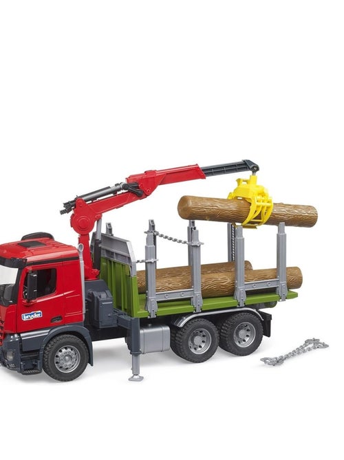 Camion de transport de bois MB Arocs avec grue de chargement, grappin et 3 troncs d'arbre - Kiabi