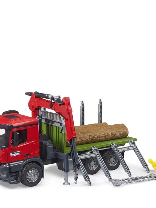 Camion de transport de bois MB Arocs avec grue de chargement, grappin et 3 troncs d'arbre - Kiabi
