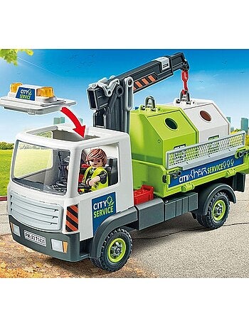 Camion-grue de recyclage de verre