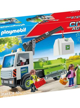 Camion-grue de recyclage de verre