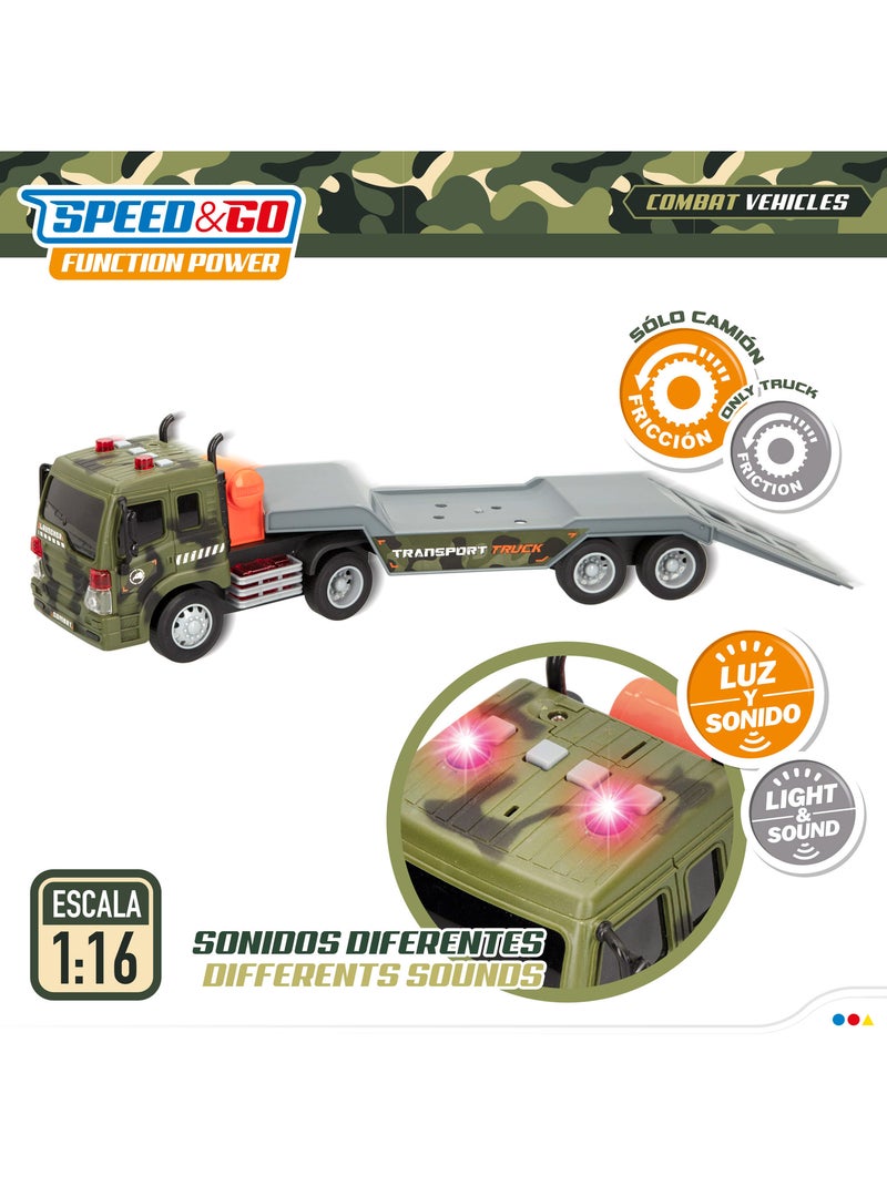 Camion jouet porte-voiture militaire avec son et lumière speed & go N/A - Kiabi