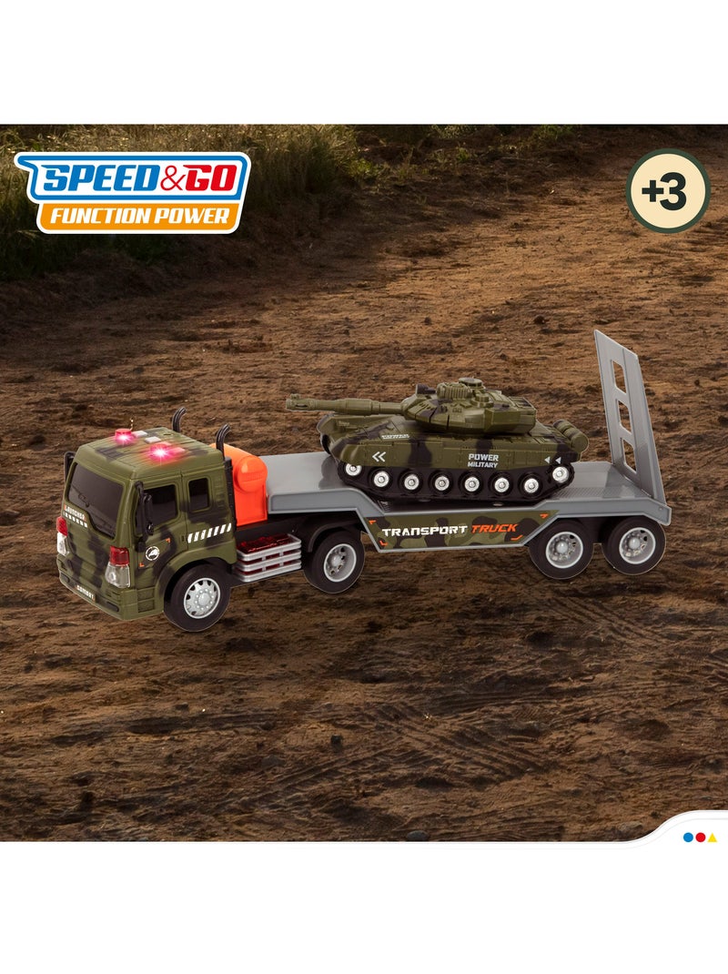 Camion jouet porte-voiture militaire avec son et lumière speed & go N/A - Kiabi