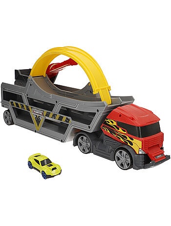 Camion lanceur de voitures avec circuit en boucle et voiture teamsterz en métal