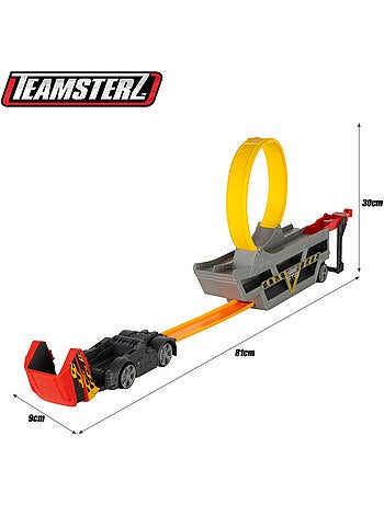 Camion lanceur de voitures avec circuit en boucle et voiture teamsterz en métal