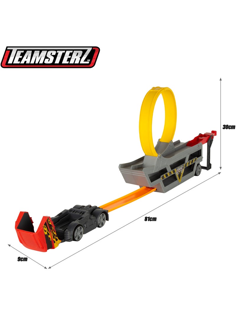 Camion lanceur de voitures avec circuit en boucle et voiture teamsterz en métal N/A - Kiabi