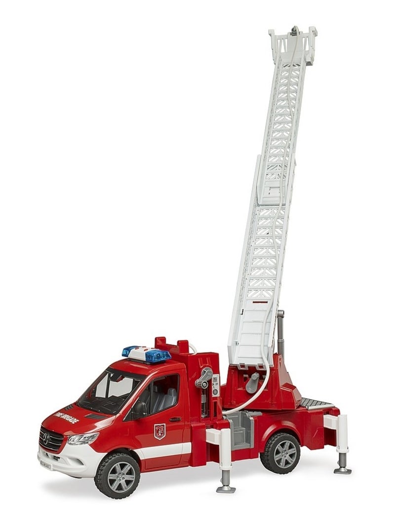 Camion pompier Mercedes Benz Sprinter avec échelle, pompe à eau et module son et lumière Rouge - Kiabi