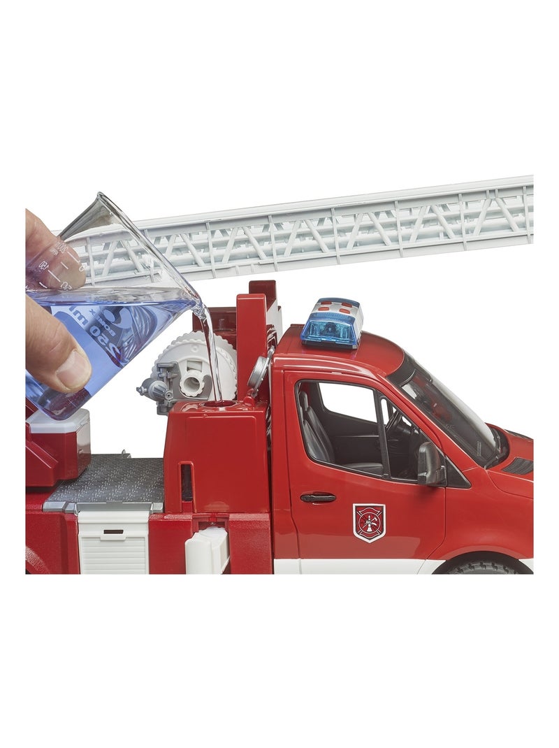 Camion pompier Mercedes Benz Sprinter avec échelle, pompe à eau et module son et lumière Rouge - Kiabi