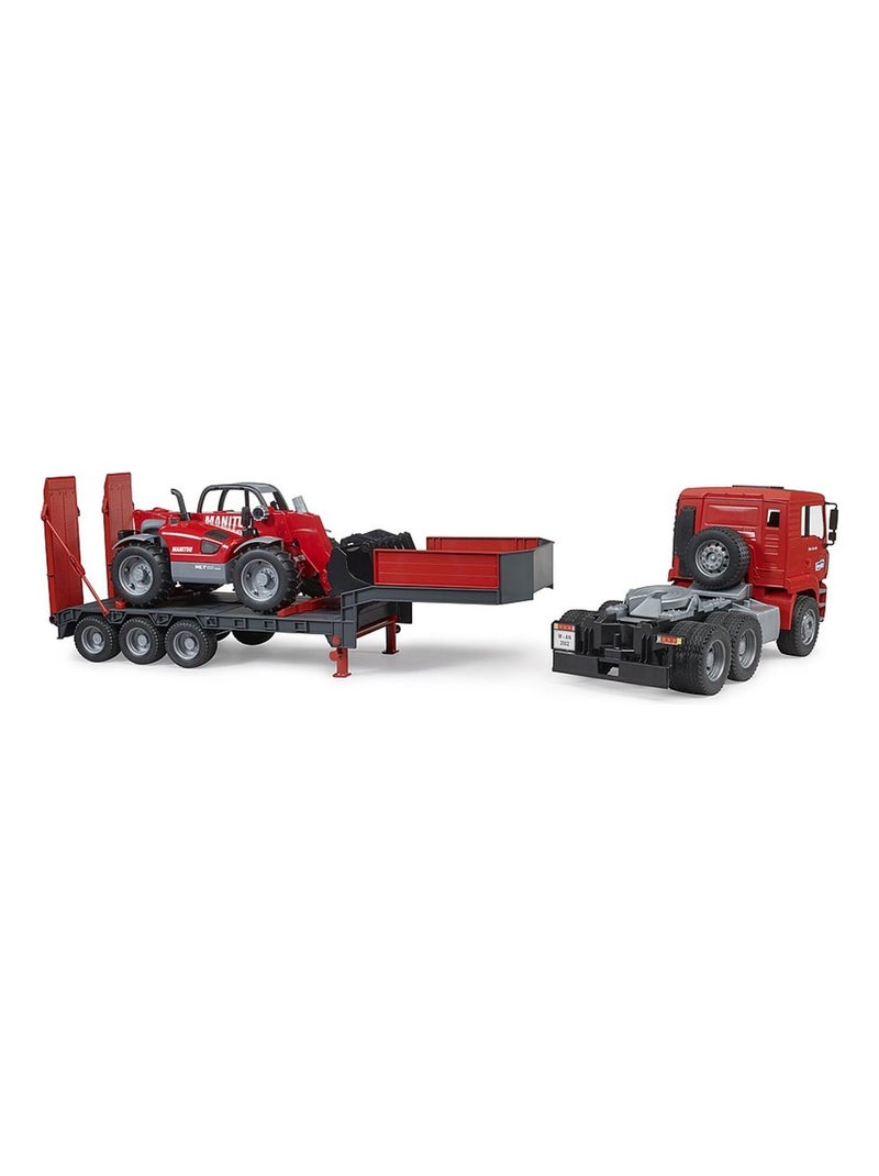 Camion surbaissé MAN TGA avec chargeur télescopique Manitou Rouge - Kiabi