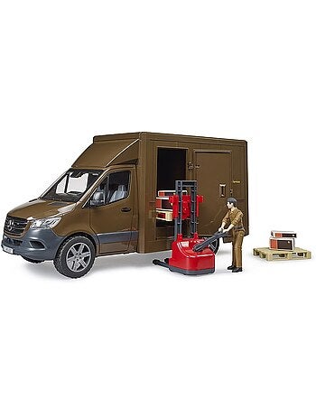 Camion UPS Mercedes Benz Sprinter avec conducteur et accessoires