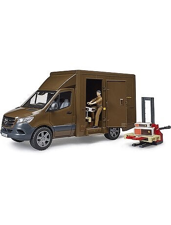 Camion UPS Mercedes Benz Sprinter avec conducteur et accessoires