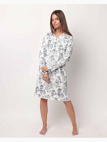 Camisole à manches longues pour femme ADMAS CLASSIC avec patte de boutonnage en toile de Jouy