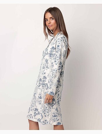 Camisole à manches longues pour femme ADMAS CLASSIC avec patte de boutonnage en toile de Jouy