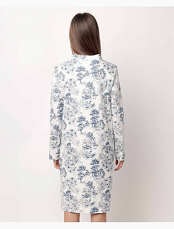 Camisole à manches longues pour femme ADMAS CLASSIC avec patte de boutonnage en toile de Jouy