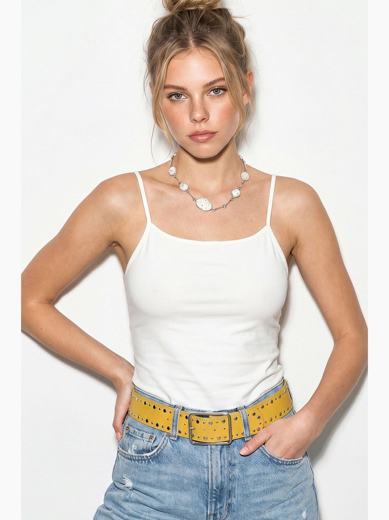 Camisole en coton à encolure carrée lucci Blanc - Kiabi