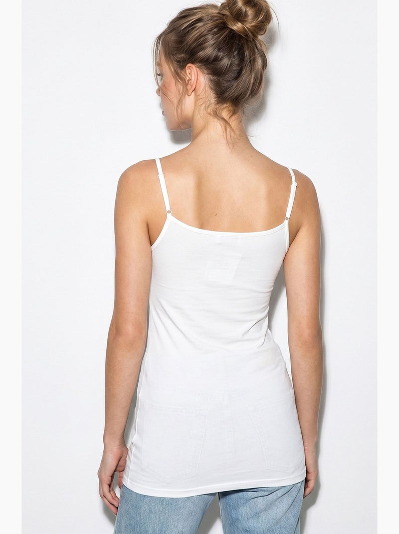 Camisole en coton à encolure carrée lucci Blanc - Kiabi