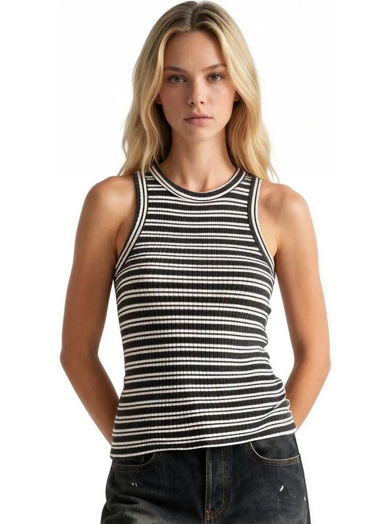 Camisole femme en coton et élasthanne busem Noir Blanc - Kiabi