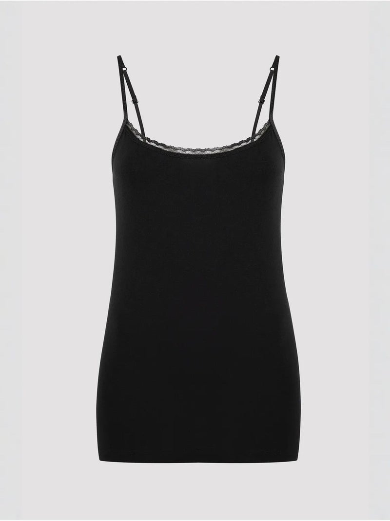 Camisole fine à bretelles penti Noir - Kiabi