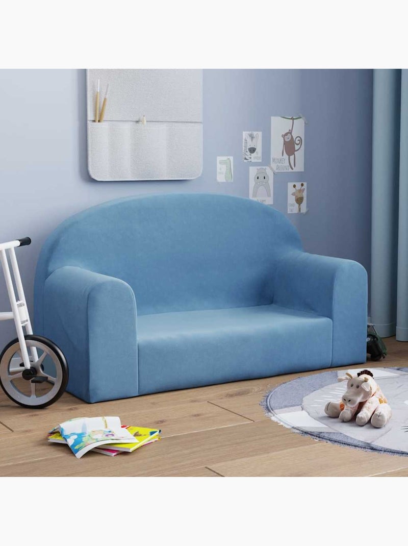 Canapé 2 places en peluche pour enfants housse amovible lavable - vidaxl Bleu - Kiabi