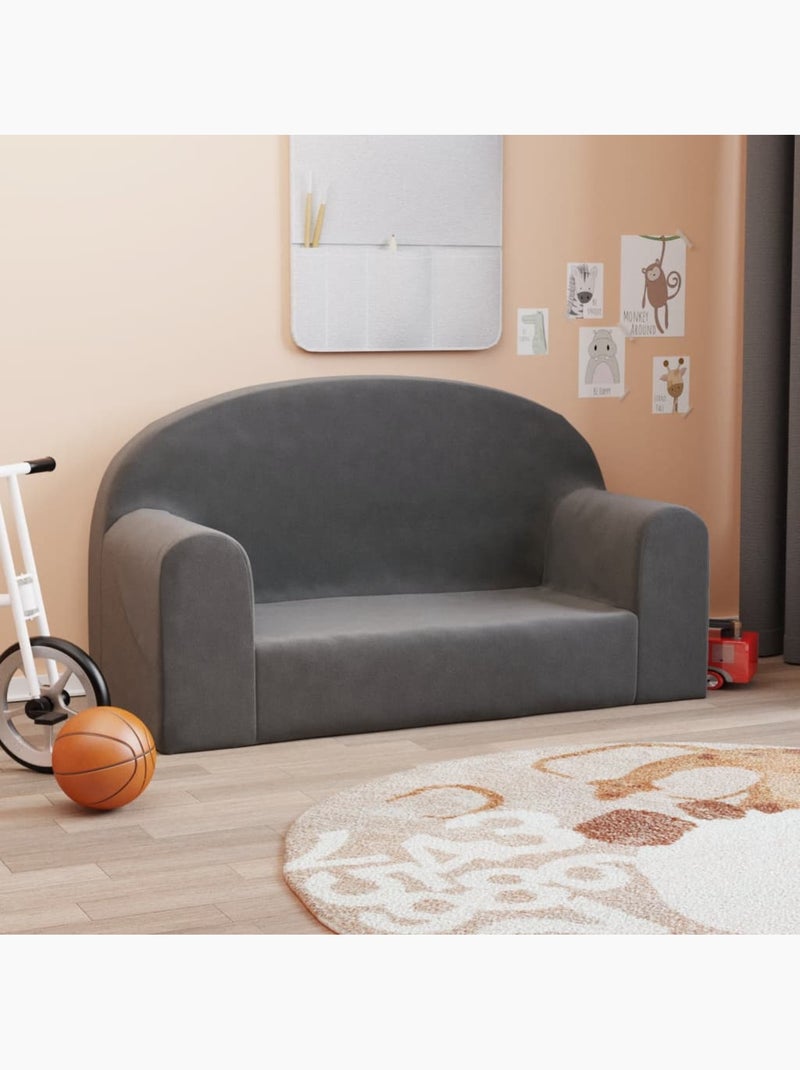 Canapé 2 places en peluche pour enfants housse amovible lavable - vidaxl gris anthracite - Kiabi