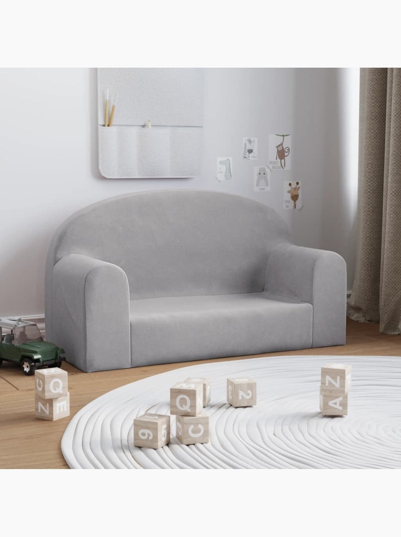 Canapé 2 places en peluche pour enfants housse amovible lavable - vidaxl Gris clair - Kiabi