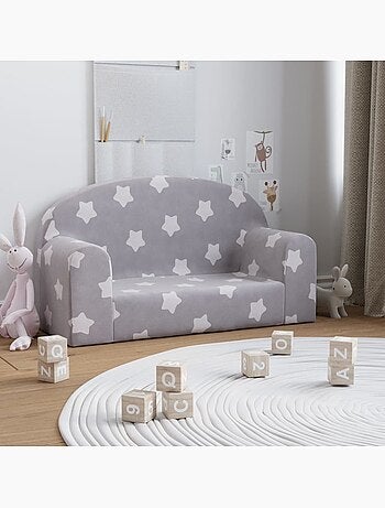 Canapé 2 places en peluche pour enfants housse amovible lavable - vidaxl