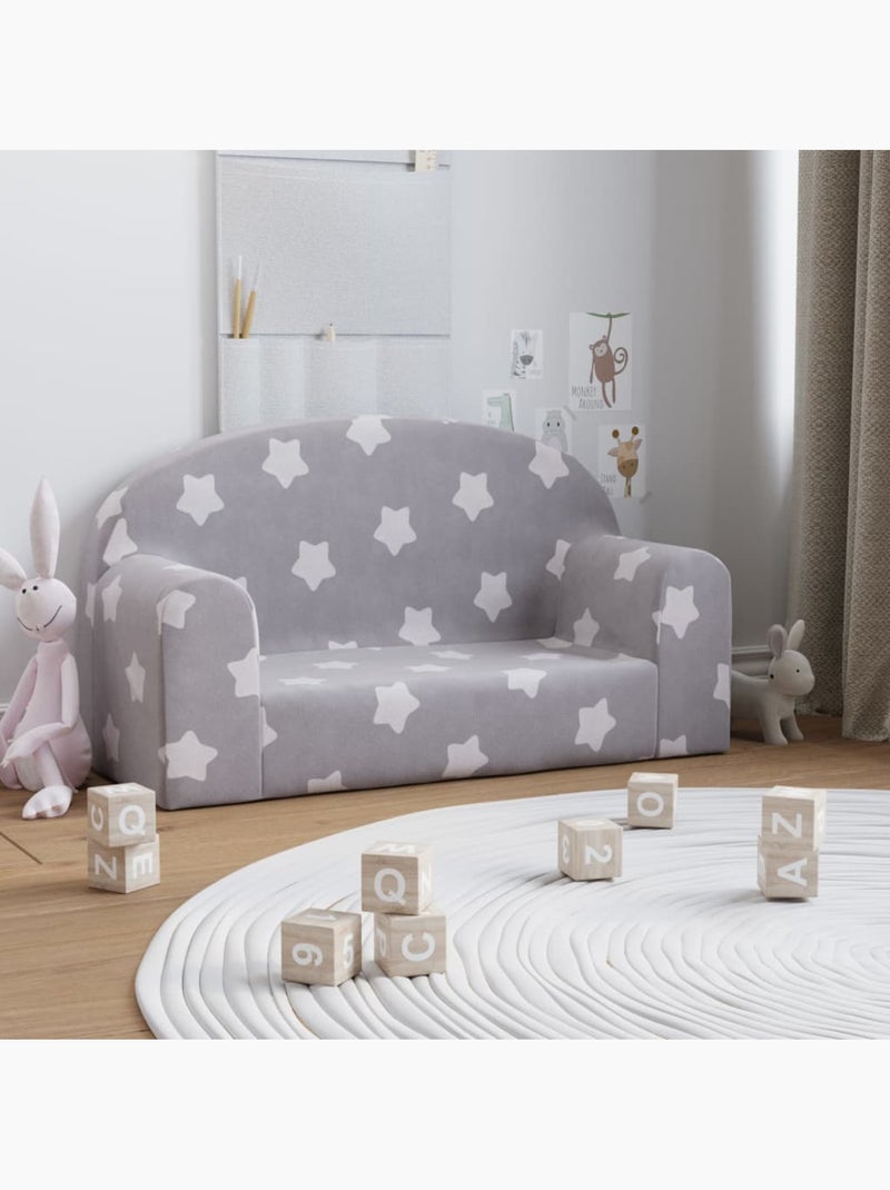 Canapé 2 places en peluche pour enfants housse amovible lavable - vidaxl Gris perle - Kiabi