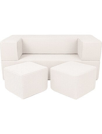 Canapé cube enfant 96 cm velours turquoise 4 pcs