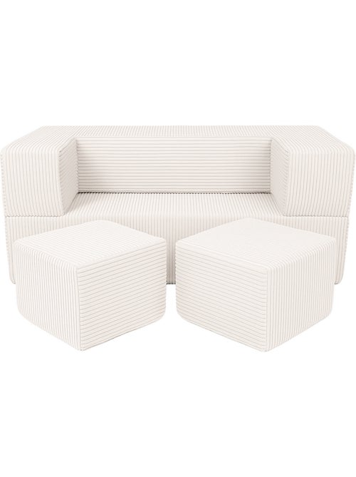 Canapé cube enfant 96 cm velours écru 4 pcs - Kiabi