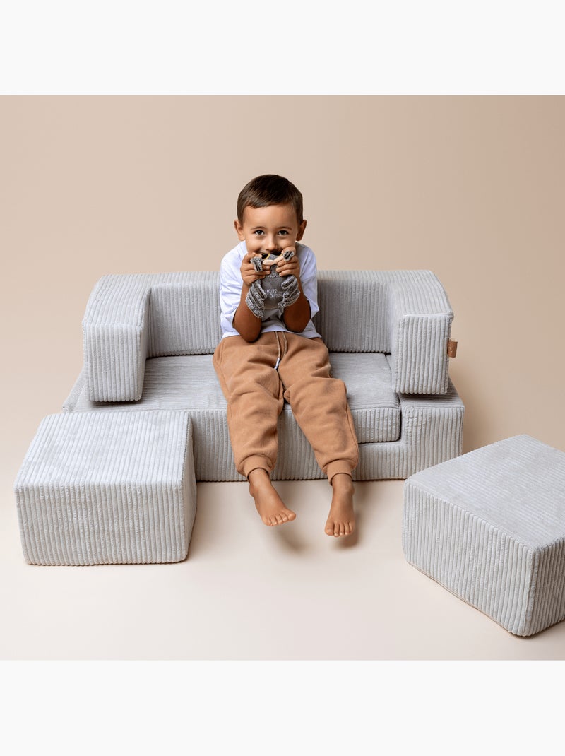 Canapé cube enfant 96 cm velours écru 4 pcs Beige - Kiabi