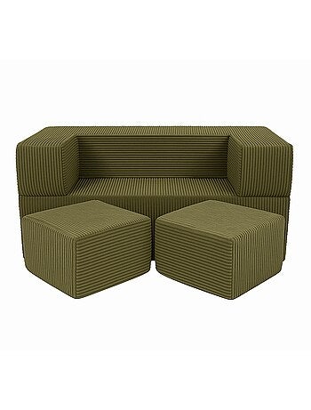 Canapé cube enfant 96 cm velours turquoise 4 pcs