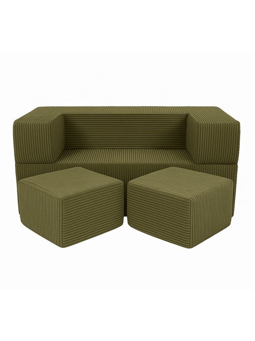 Canapé cube enfant 96 cm velours kaki 4 pcs - Kiabi Canapé cube enfant 96 cm velours kaki 4 pcs - Kiabi