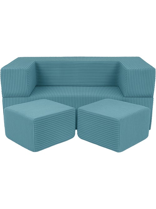 Canapé cube enfant 96 cm velours turquoise 4 pcs - Kiabi Canapé cube enfant 96 cm velours turquoise 4 pcs - Kiabi