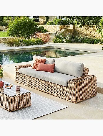 Canapé de jardin 3 places en résine tressée SAVINIA