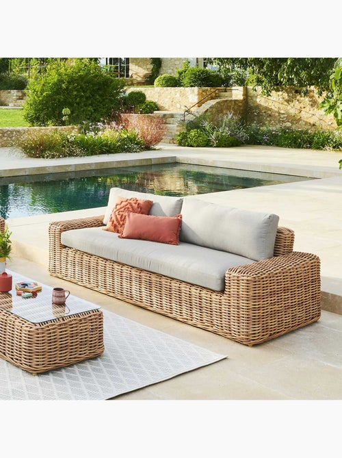 Canapé de jardin 3 places en résine tressée SAVINIA - Kiabi