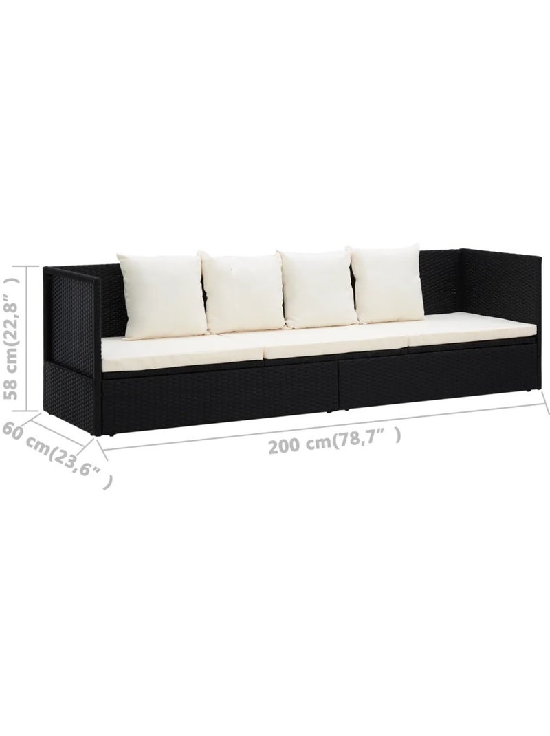Canapé de jardin avec coussin et oreillers Noir - Kiabi