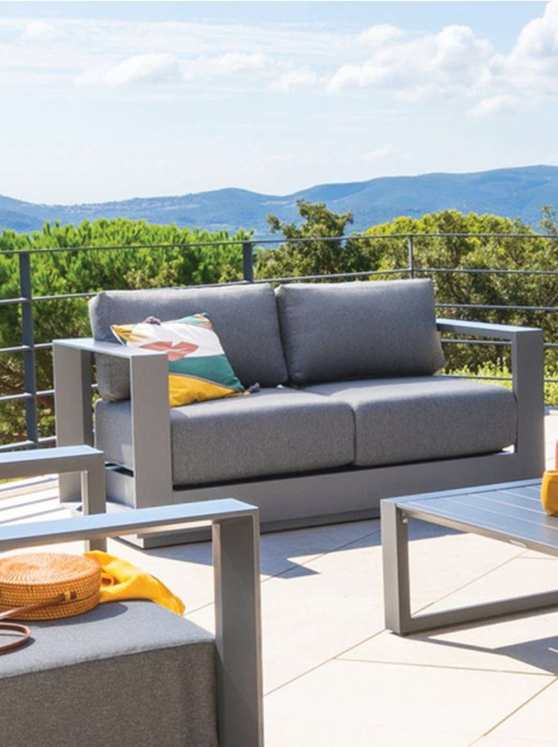 Canapé de jardin en aluminium 2 places ALLURE Gris foncé - Kiabi
