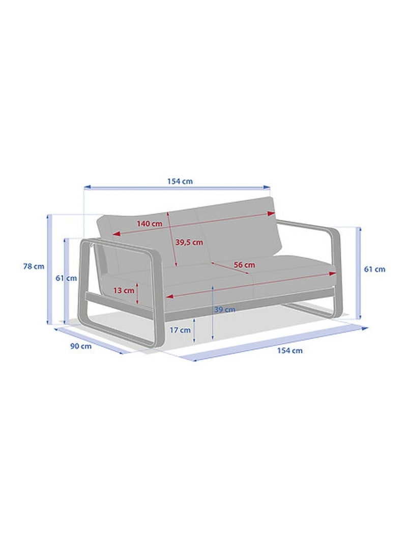 Canapé de jardin en aluminium 2 places DOMILLY Gris - Kiabi