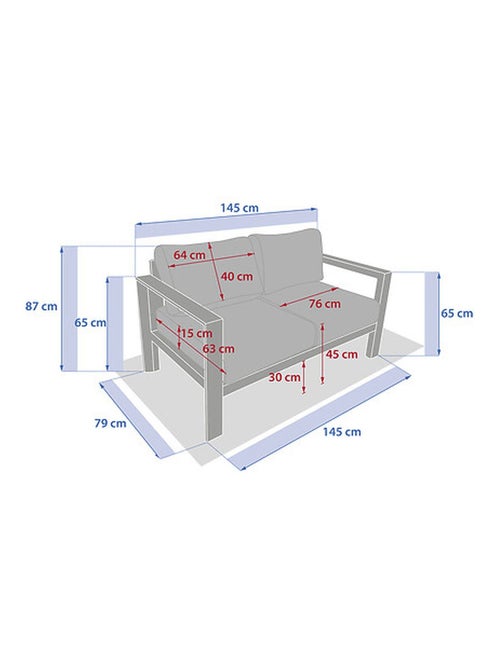 Canapé de jardin en aluminium 2 places EVASION - Kiabi