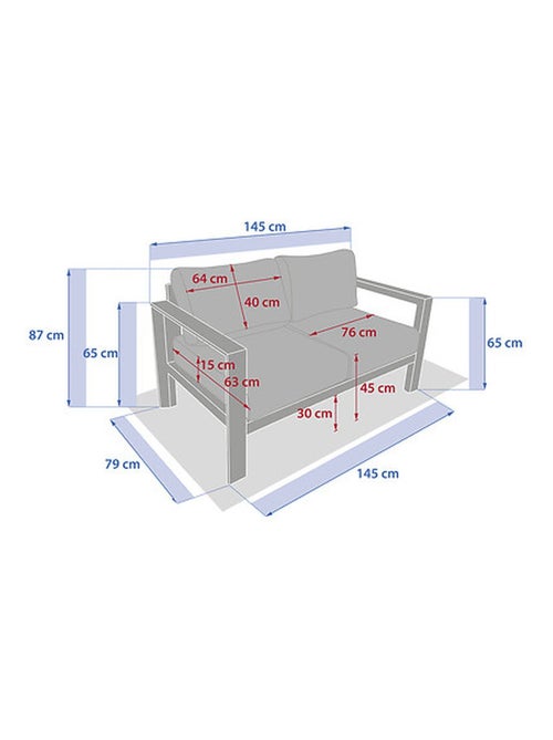Canapé de jardin en aluminium 2 places EVASION - Kiabi