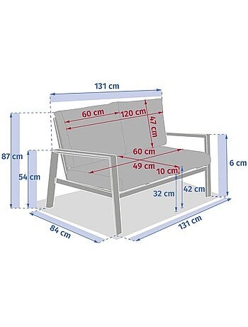 Canapé de jardin en aluminium 2 places LUZANE