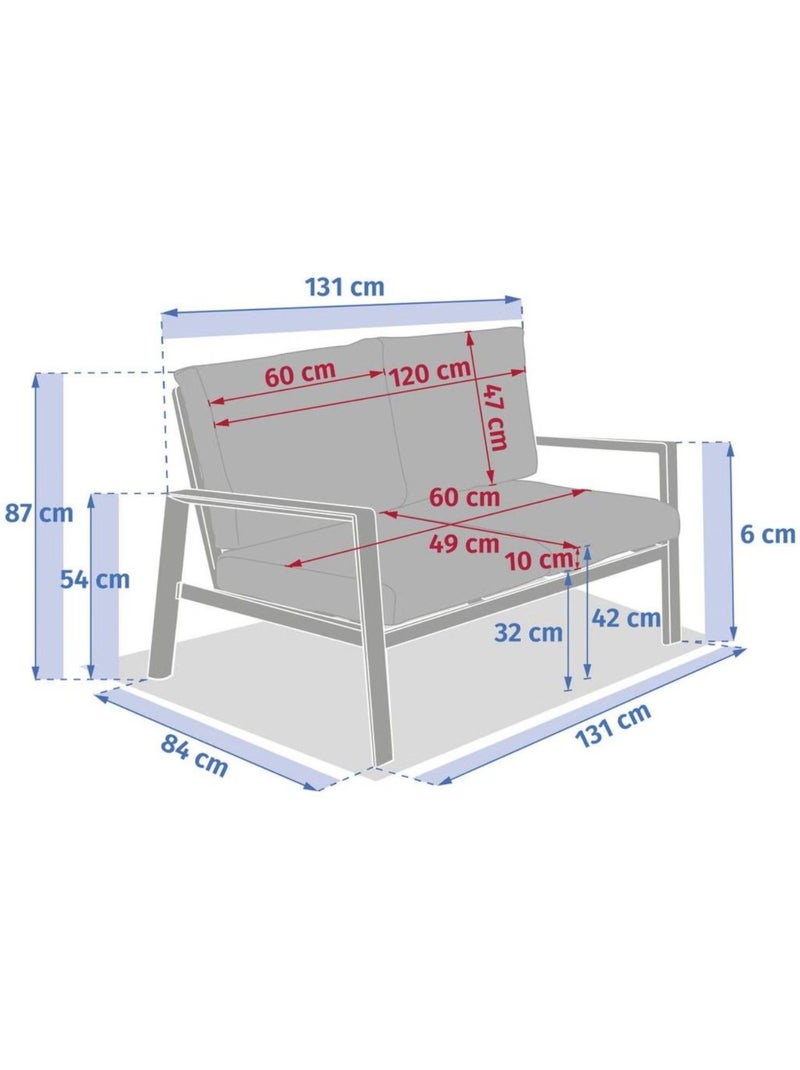 Canapé de jardin en aluminium 2 places LUZANE Beige - Kiabi