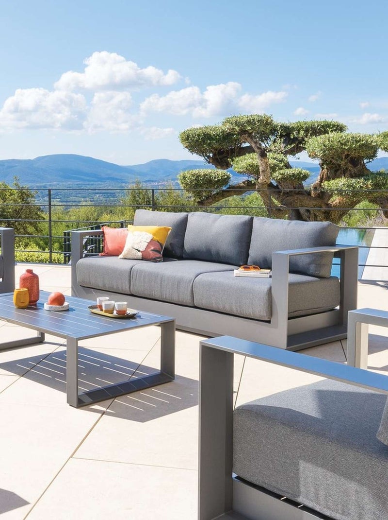 Canapé de jardin en aluminium 3 places ALLURE Gris foncé - Kiabi