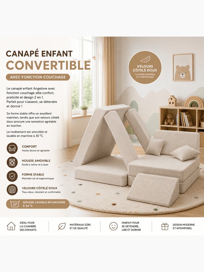 Canapé de jeu enfant convertible en lit d’appoint Gris - Kiabi