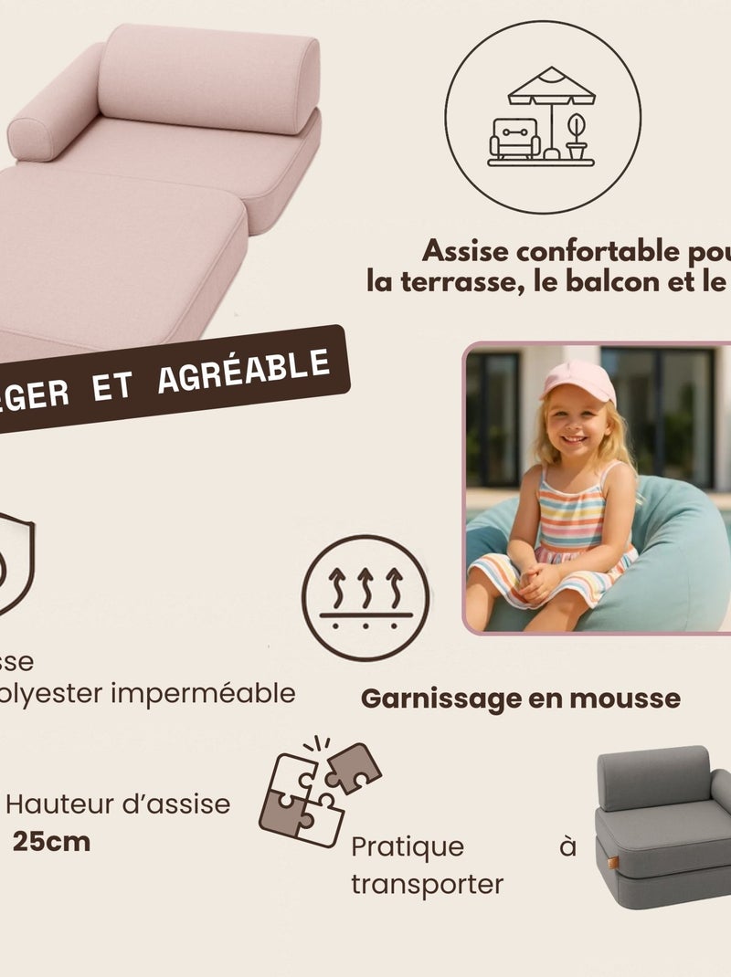 Canapé Enfant Convertible - Outzy Sofa - Beige Beige - Kiabi