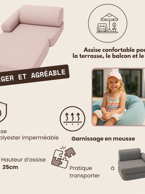 Canapé Enfant Convertible - Outzy Sofa - Rose - Kiabi